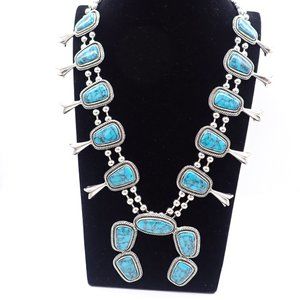 Squash Blossom ,faux turquoise beautiful, necklace.